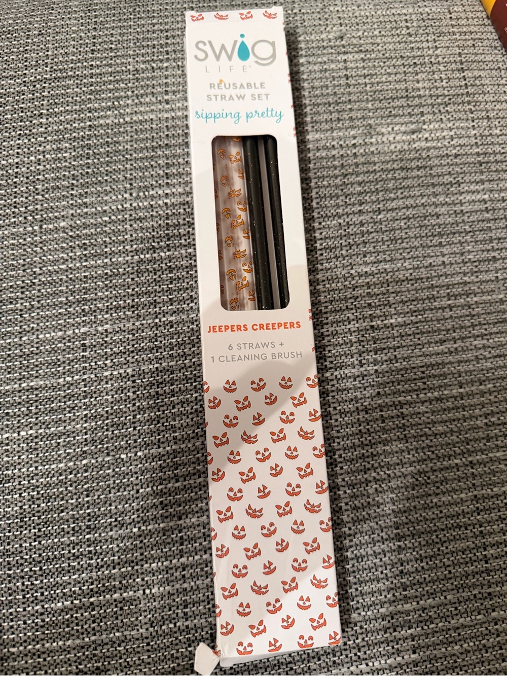 Jeepers Creepers Reusable Straw Set - Black & Orange